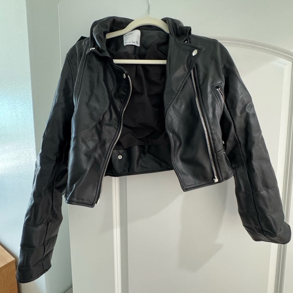 Bershka Black Leather Jacket for Women